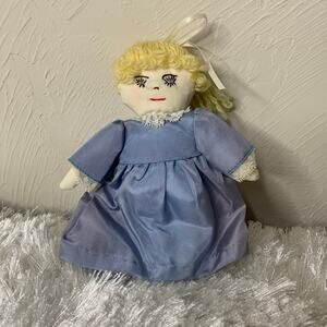 Vintage 60s Handmade Doll Tafetta Dress Blond Yarn Hair